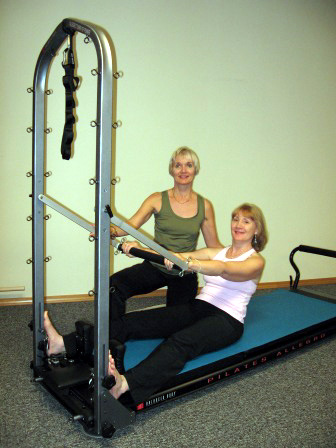 Pilates student barefoot